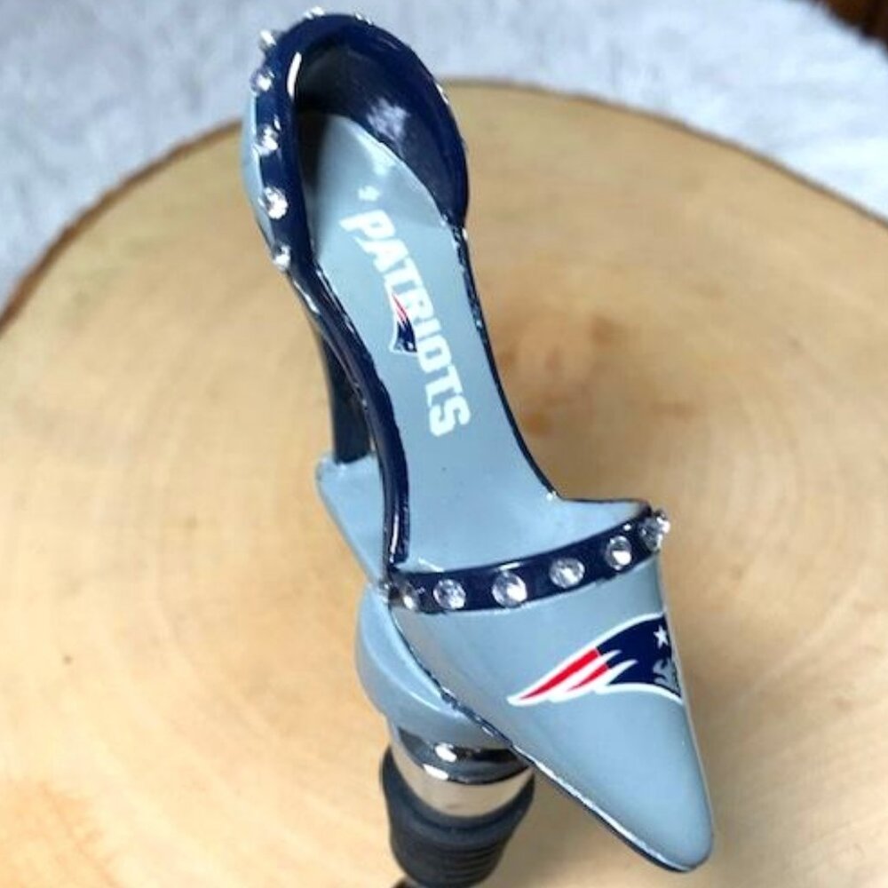 NWOT New England Patriots Rhinestone High Heel Pump Wine Stopper